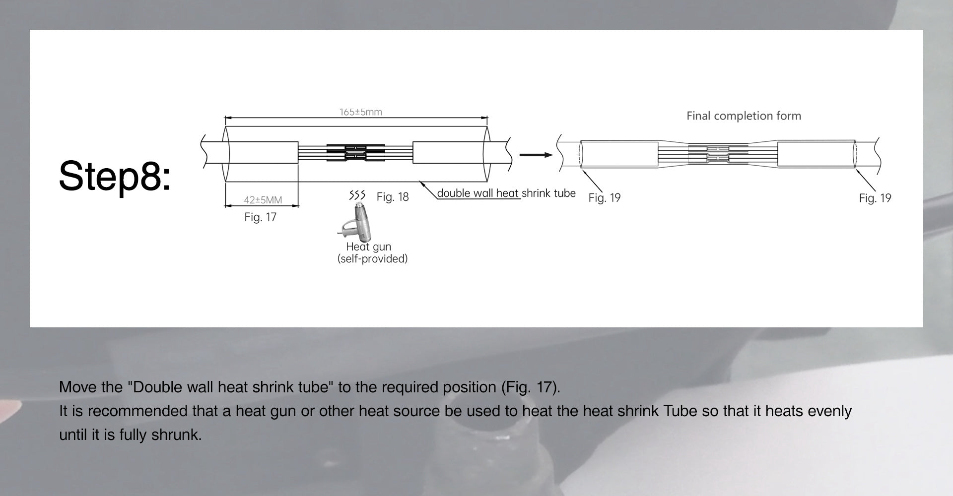 Pool light strip wire splicing step 8