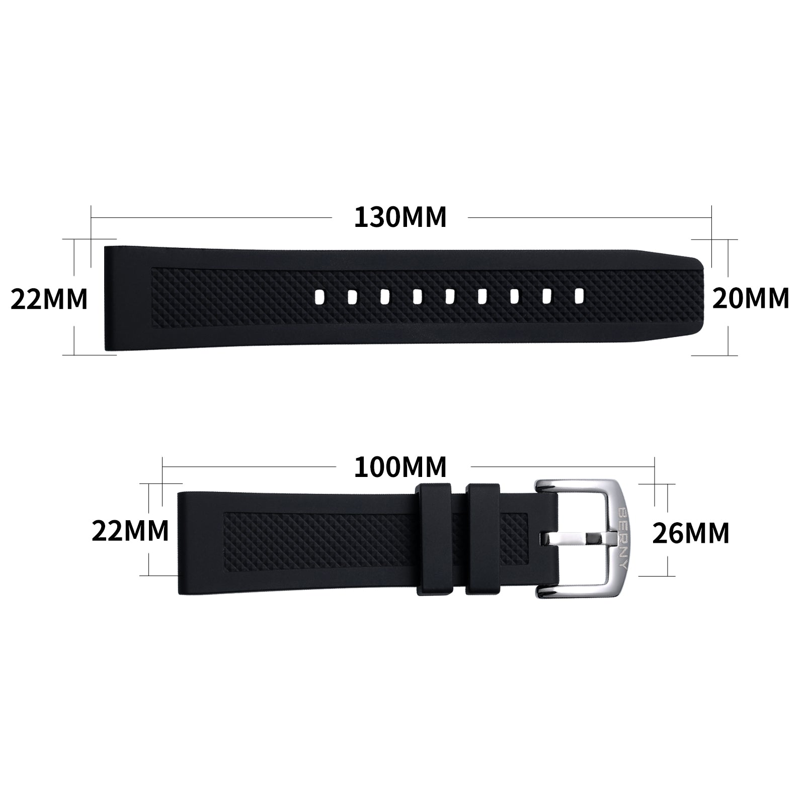 Silicone Crisscross Watch Strap Sizes