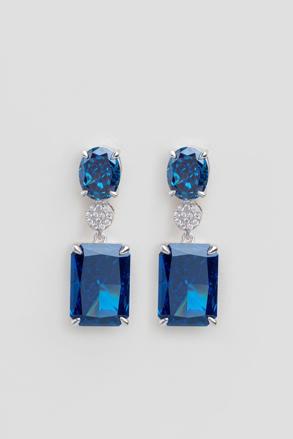 Istanbul Blue 18K White Gold Plated Silver Earrings