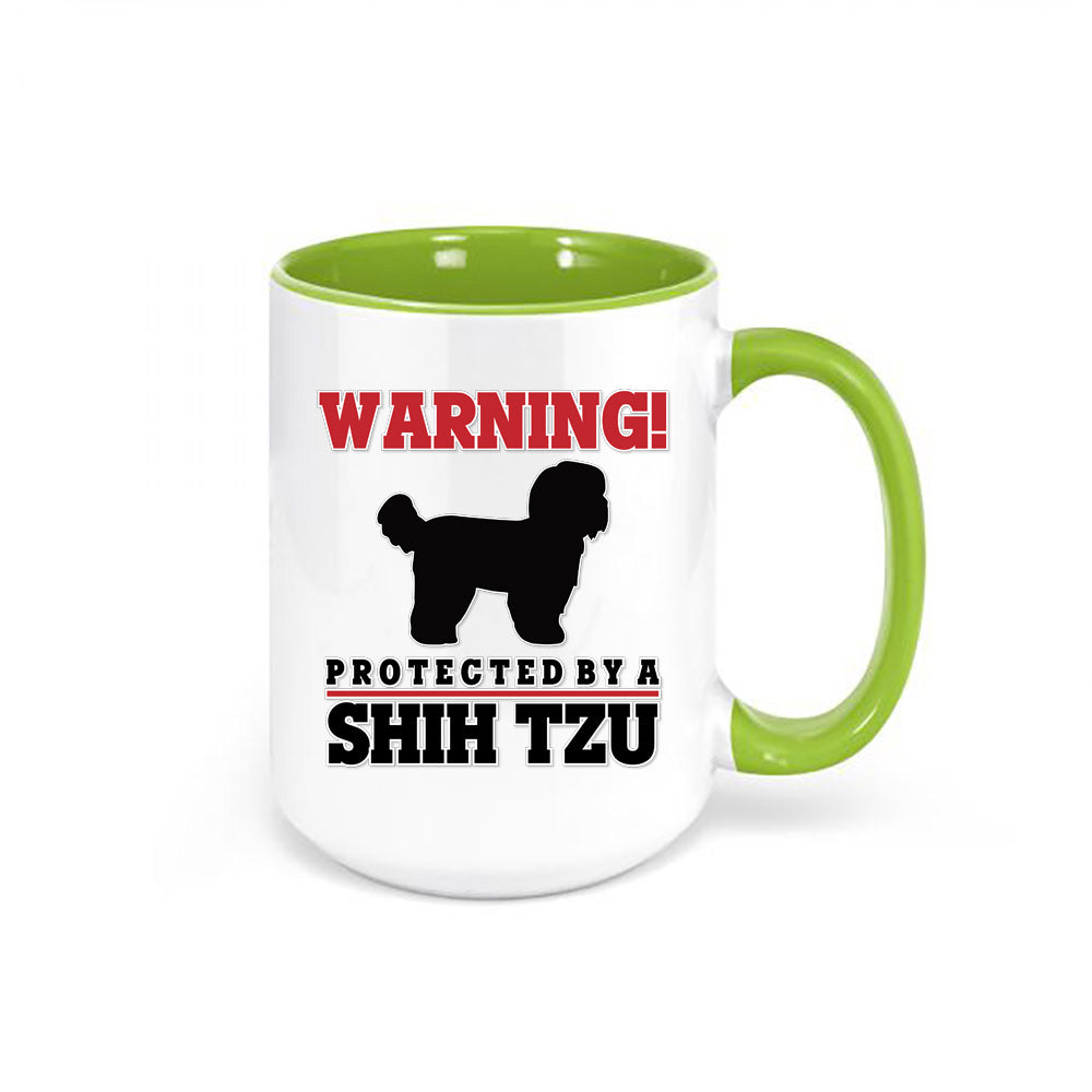 Warning Protected By A Shih Tzu Mug