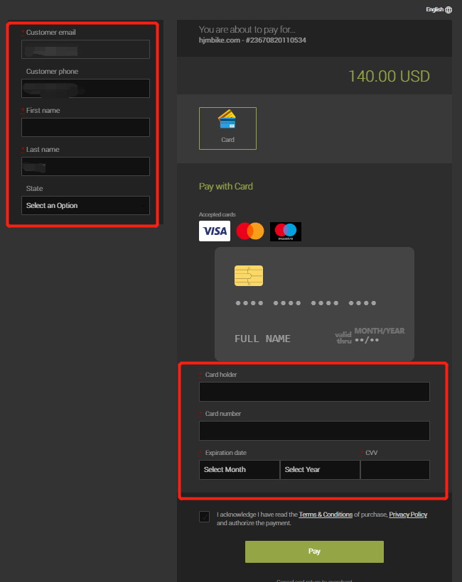 how to pay by credit card on hjmbike.com