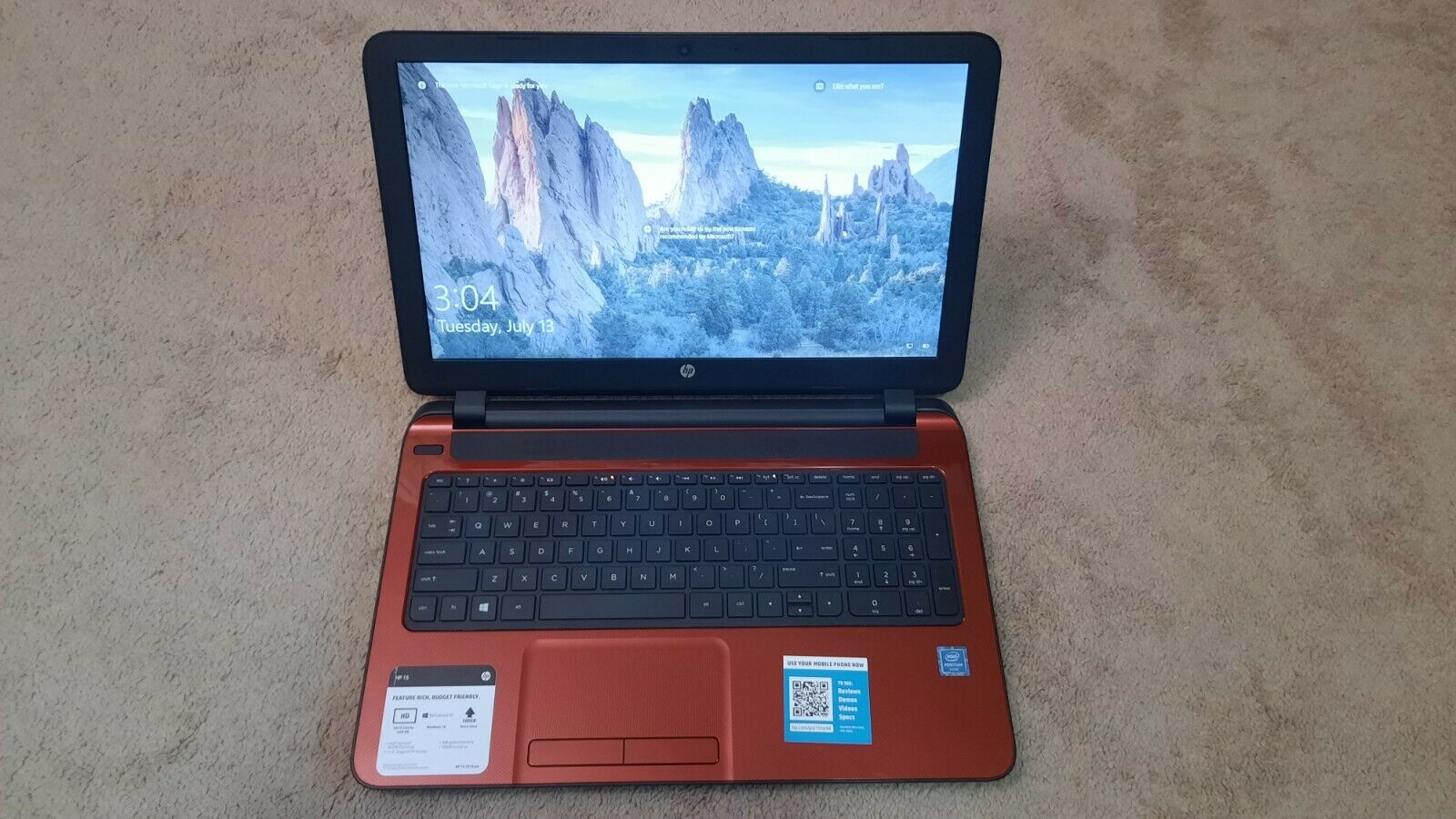 HP Flyer Red 15-F272WM Laptop 15.6