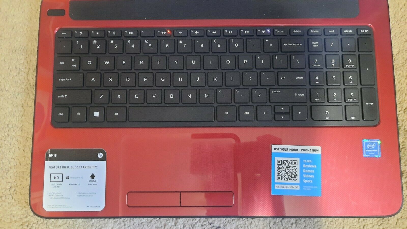 HP Flyer Red 15-F272WM Laptop 15.6