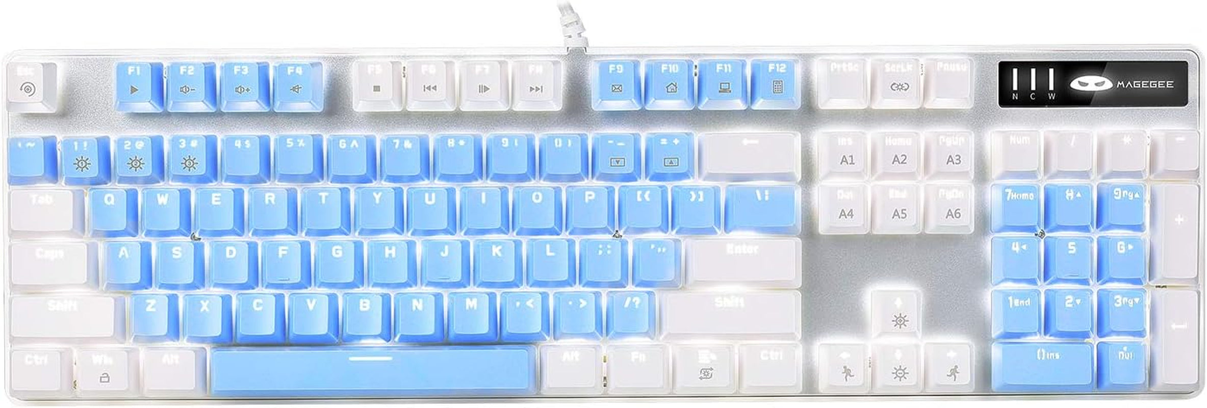 Mechanical Gaming Keyboard, New Upgraded Blue Switch 104 Keys White Backlit Keyboards, USB Wired Mechanical Computer Keyboard for Laptop, Desktop, PC Gamers(White & Pink)