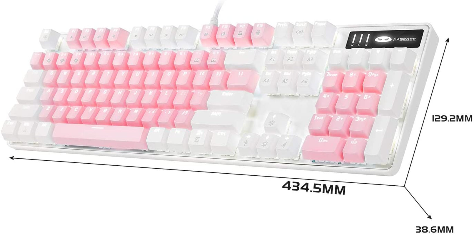 Mechanical Gaming Keyboard, New Upgraded Blue Switch 104 Keys White Backlit Keyboards, USB Wired Mechanical Computer Keyboard for Laptop, Desktop, PC Gamers(White & Pink)