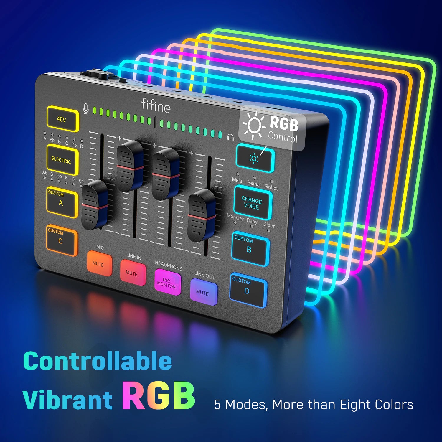 Gaming Audio Mixer 4-Channel RGB