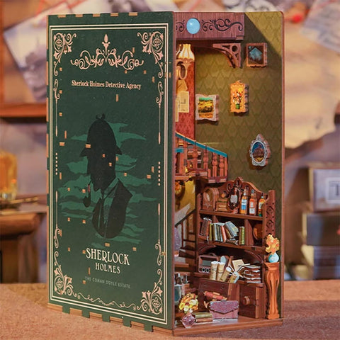 Fifijoy Sherlock Holmes Detective Agency Wooden Puzzle Book Nook