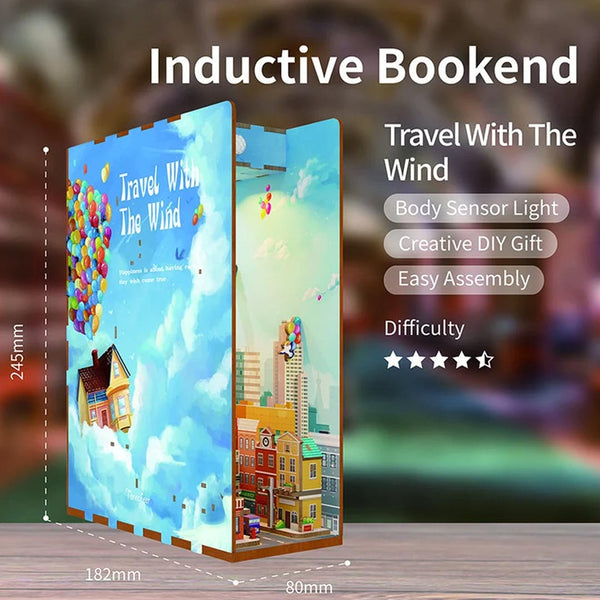 FIFIJOY Travel With The Wind Wooden Puzzle Book Nook