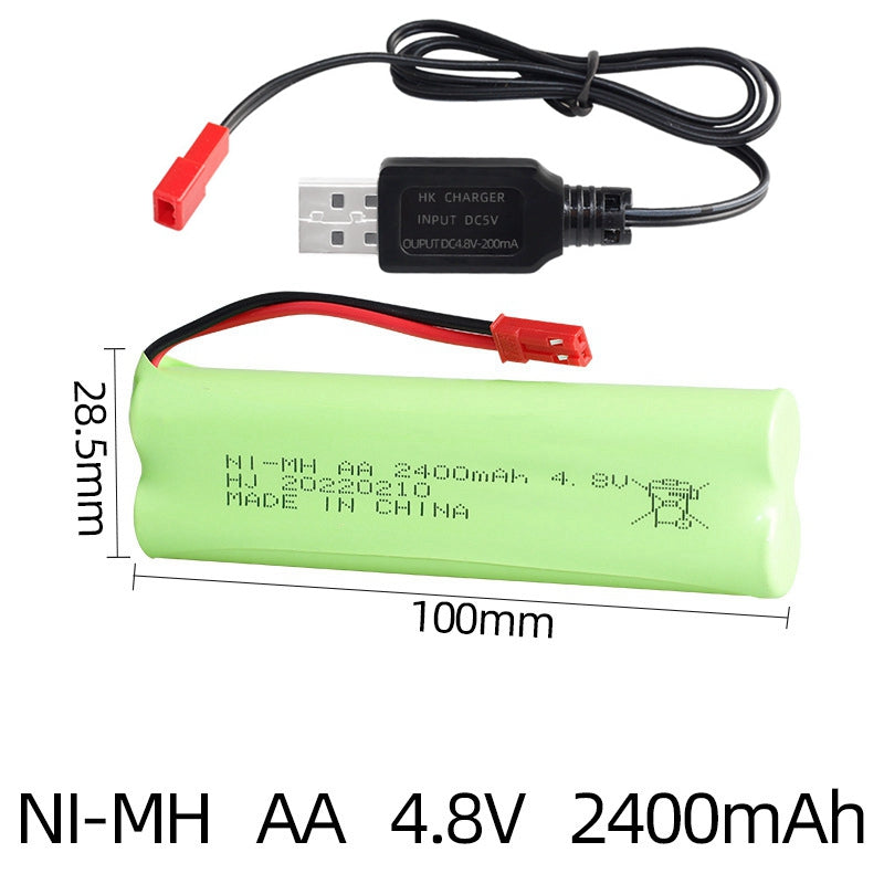 4.8V 2400mAh AA NiMH Battery Pack with USB Charger for Remote Control Toy