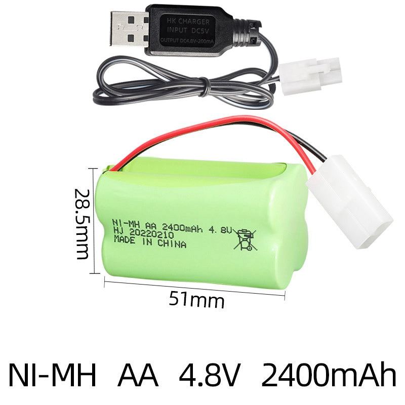 4.8V 2400mAh AA NiMH Battery Pack with USB Charger for Remote Control Toy