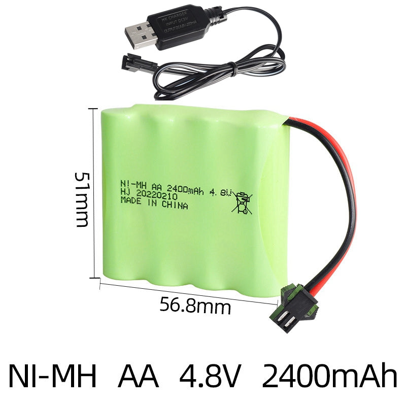 4.8V 2400mAh AA NiMH Battery Pack with USB Charger for Remote Control Toy