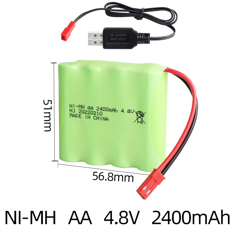 4.8V 2400mAh AA NiMH Battery Pack with USB Charger for Remote Control Toy