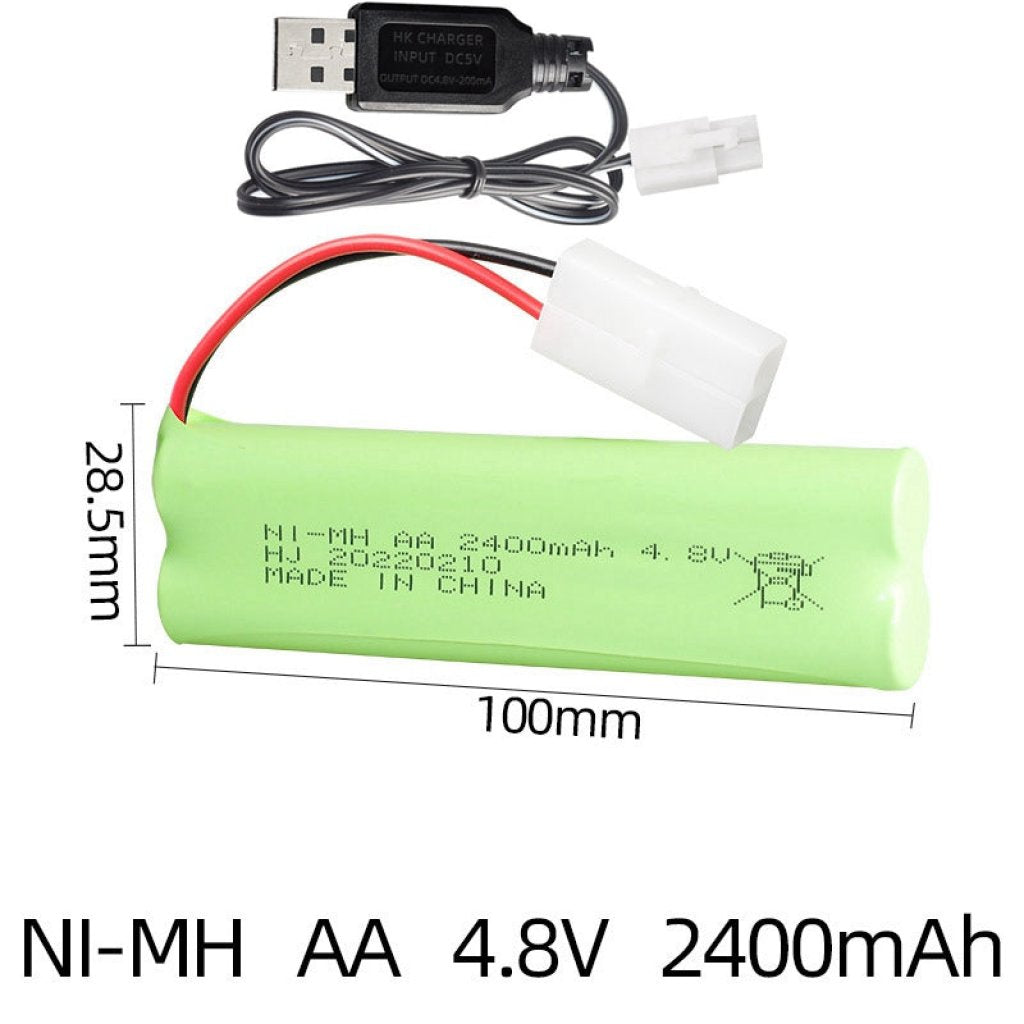 4.8V 2400mAh AA NiMH Battery Pack with USB Charger for Remote Control Toy