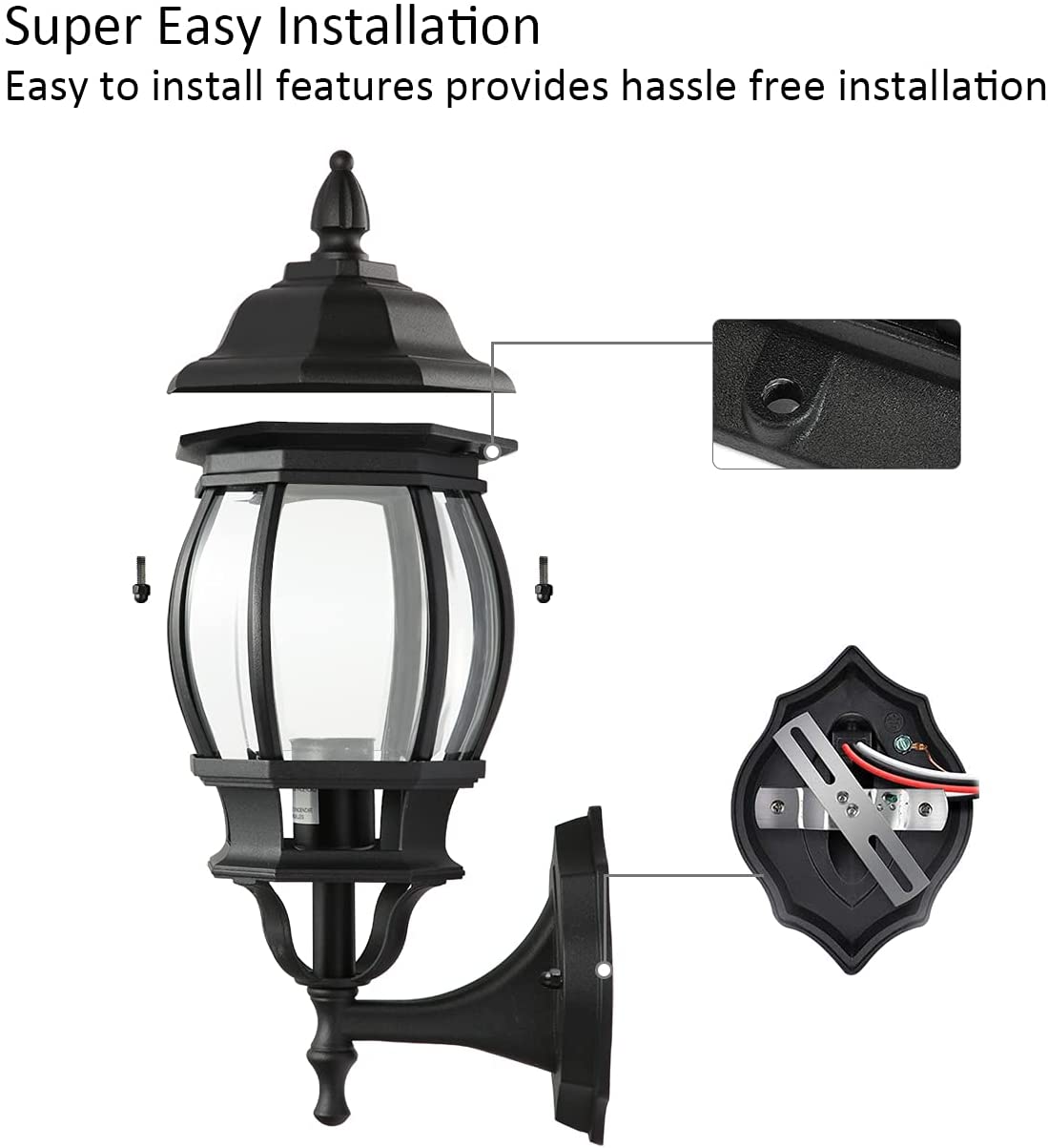 Outdoor Wall Light, 1 medium/E26 base light socket, Black Finish, Clear Bevelled Glass (Bulb NOT included)