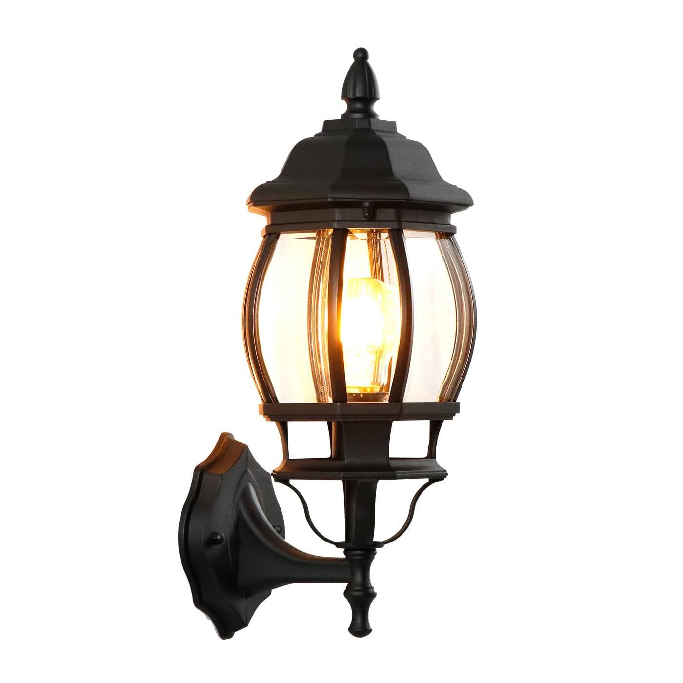 Outdoor Wall Light, 1 medium/E26 base light socket, Black Finish, Clear Bevelled Glass (Bulb NOT included)