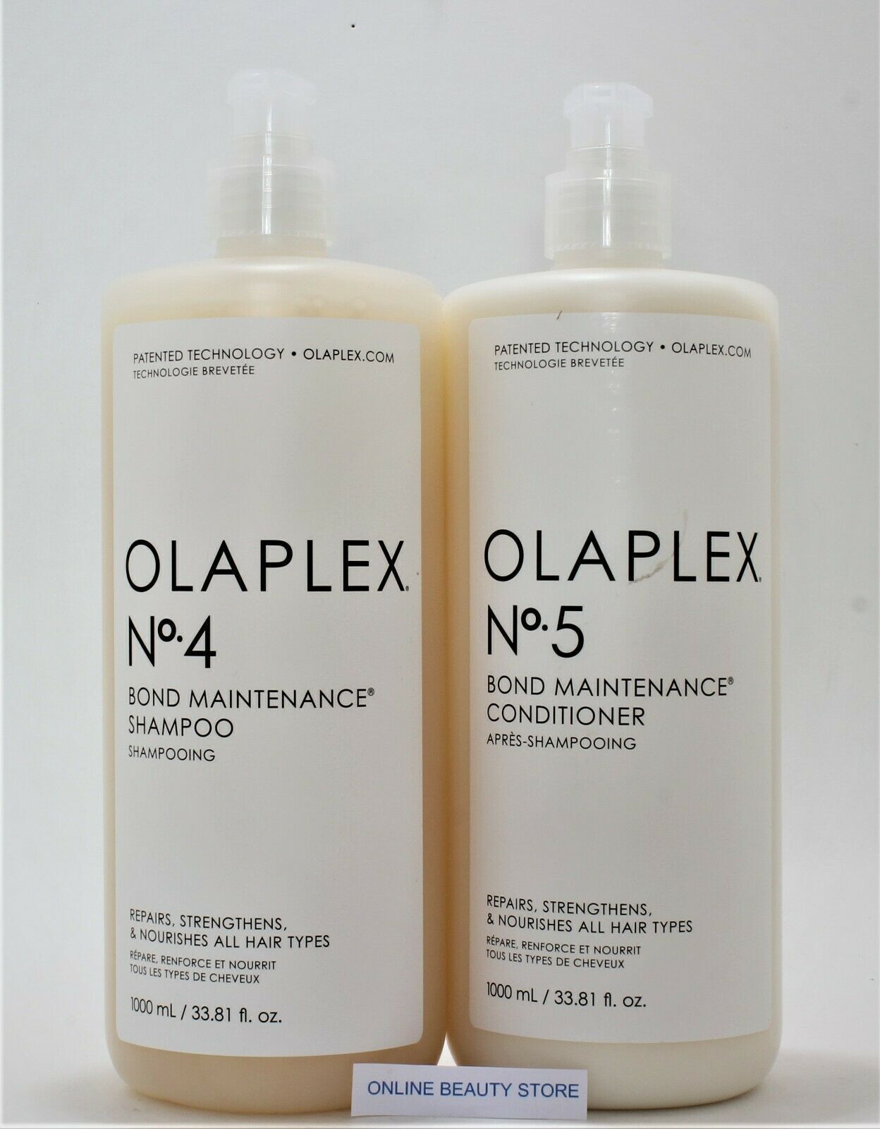 Olaplex No 4 Shampoo & No 5 Conditioner 33.8 oz/ liter with pumps