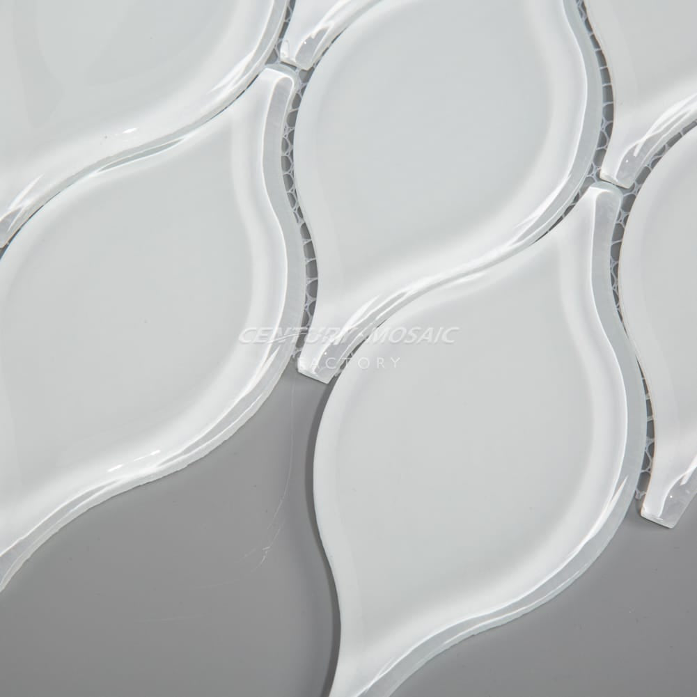 Super White Leaf Shape Glass Mosaic Manufacturer