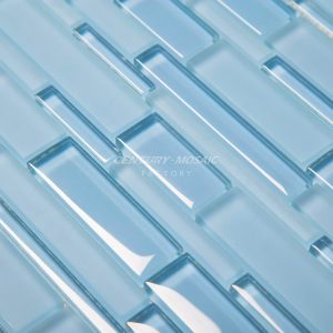 Crystal Glass Strip Mosaic Blue Glossy Wholesale