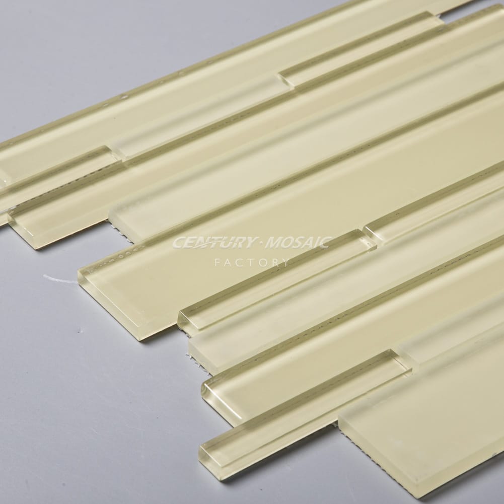 Crystal Glass Yellow Strip Glass Mosaic Manufacturer