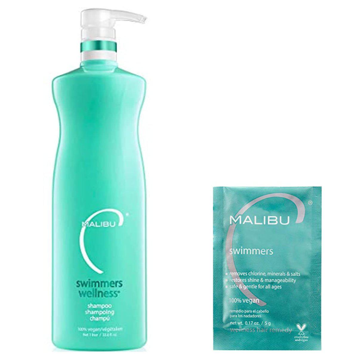 Malibu C Swimmers Shampoo 33.8oz and Crystal Gel Treatment 5g