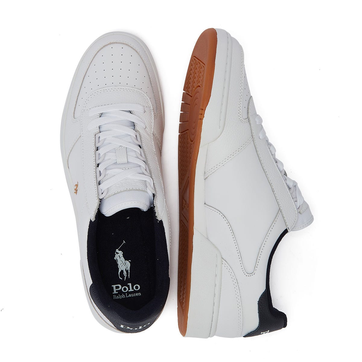 Ralph Lauren Polo Court Leather Mens White/Navy Trainers