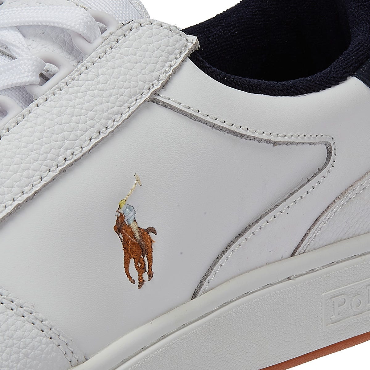 Ralph Lauren Polo Court Leather Mens White/Navy Trainers