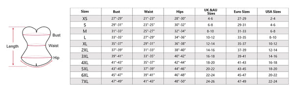 SIZE CHART OF THE Straps Corset Top
