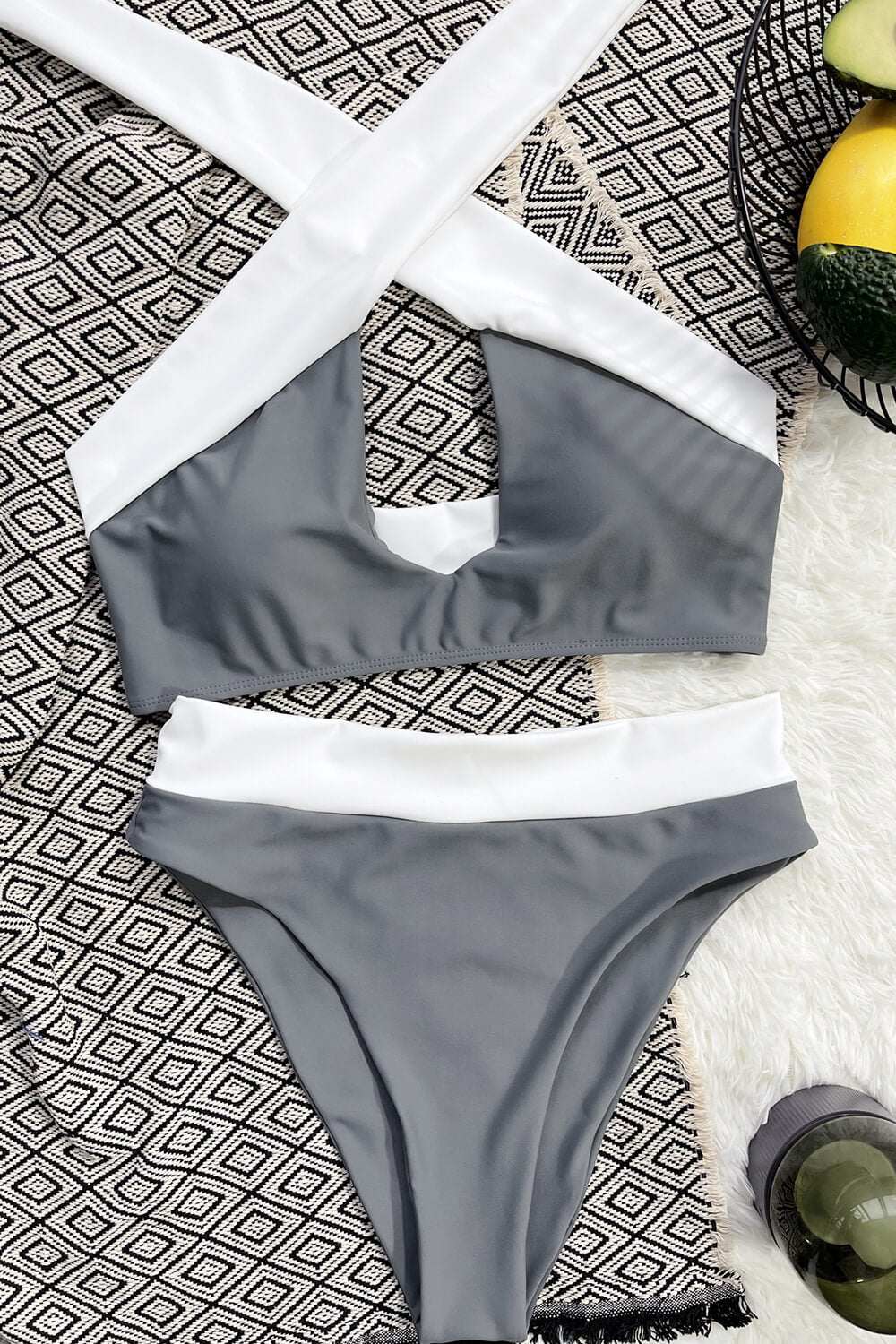 Grey High Waisted Bikini Bottoms