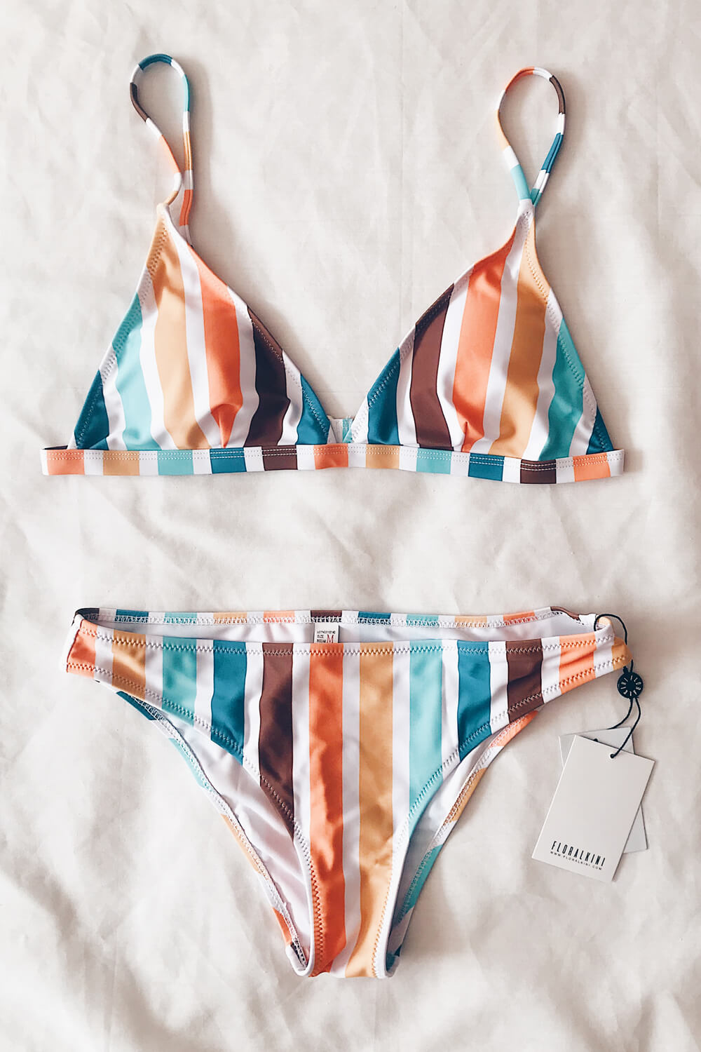 Rainbow Striped Triangle Bikini Top