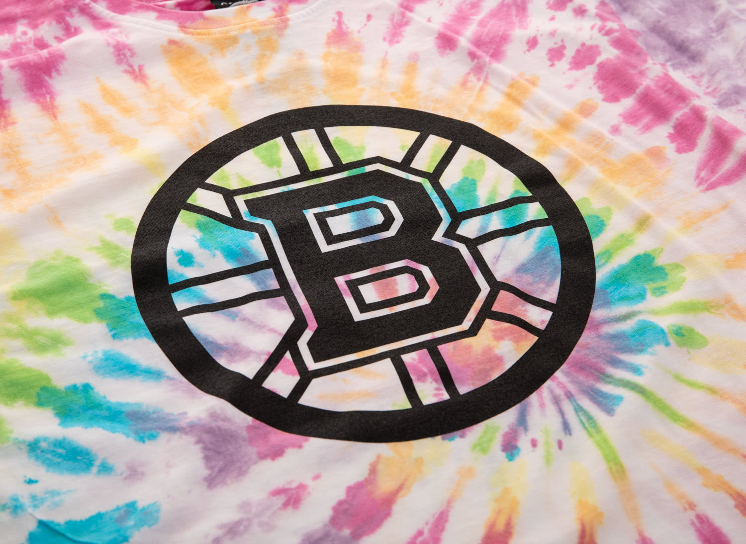 Boston Bruins Pastel Rainbow Tie Dye T-Shirt