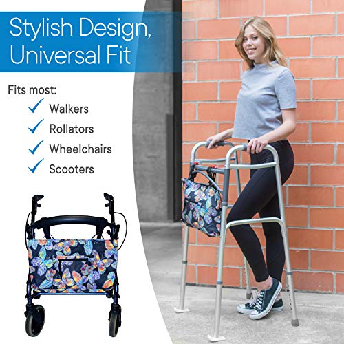 Water Resistant Bage with Temperature Controlled Thermal Compartment| Walker Tote or Walkers, Scooters or Rollator Walkers