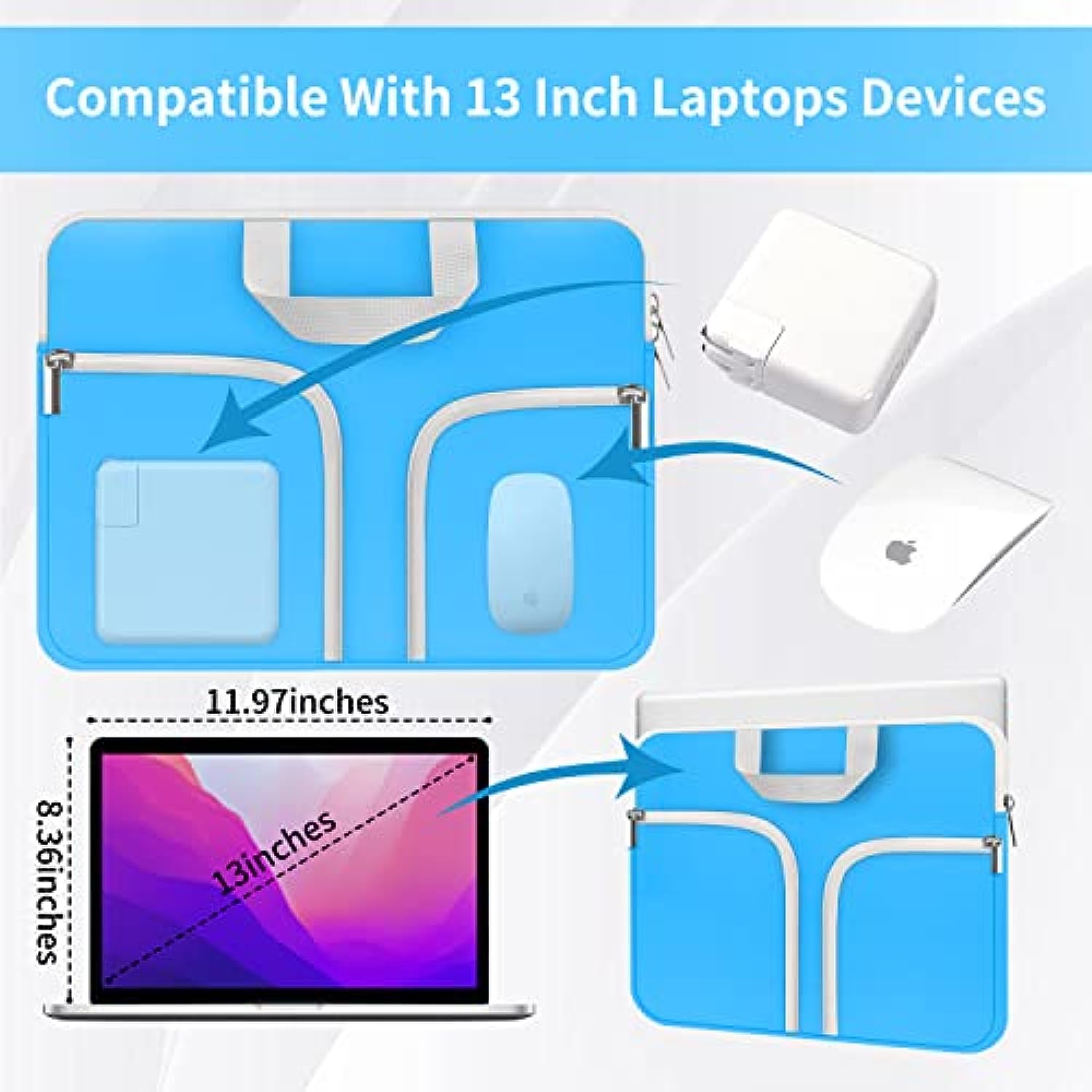 11.6-12.3 inch Neoprene Laptop Case Bag Handle Compatible with Acer Chromebook r11/HP Stream/Samsung/ASUS C202 L210 / Microsoft Surface Pro 7/3/4/5/6/Dell