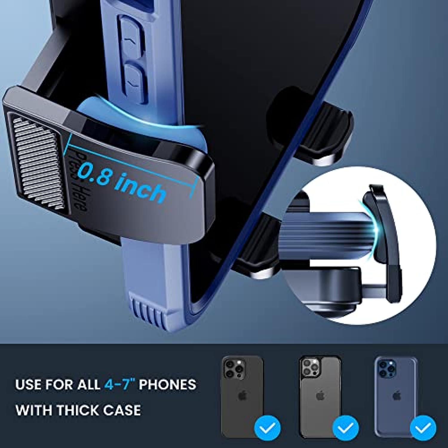 Thick Cases Friendly Cell Phone Holder for Car Air Vent Fit iPhone, Android & Smartphone Cell Phones