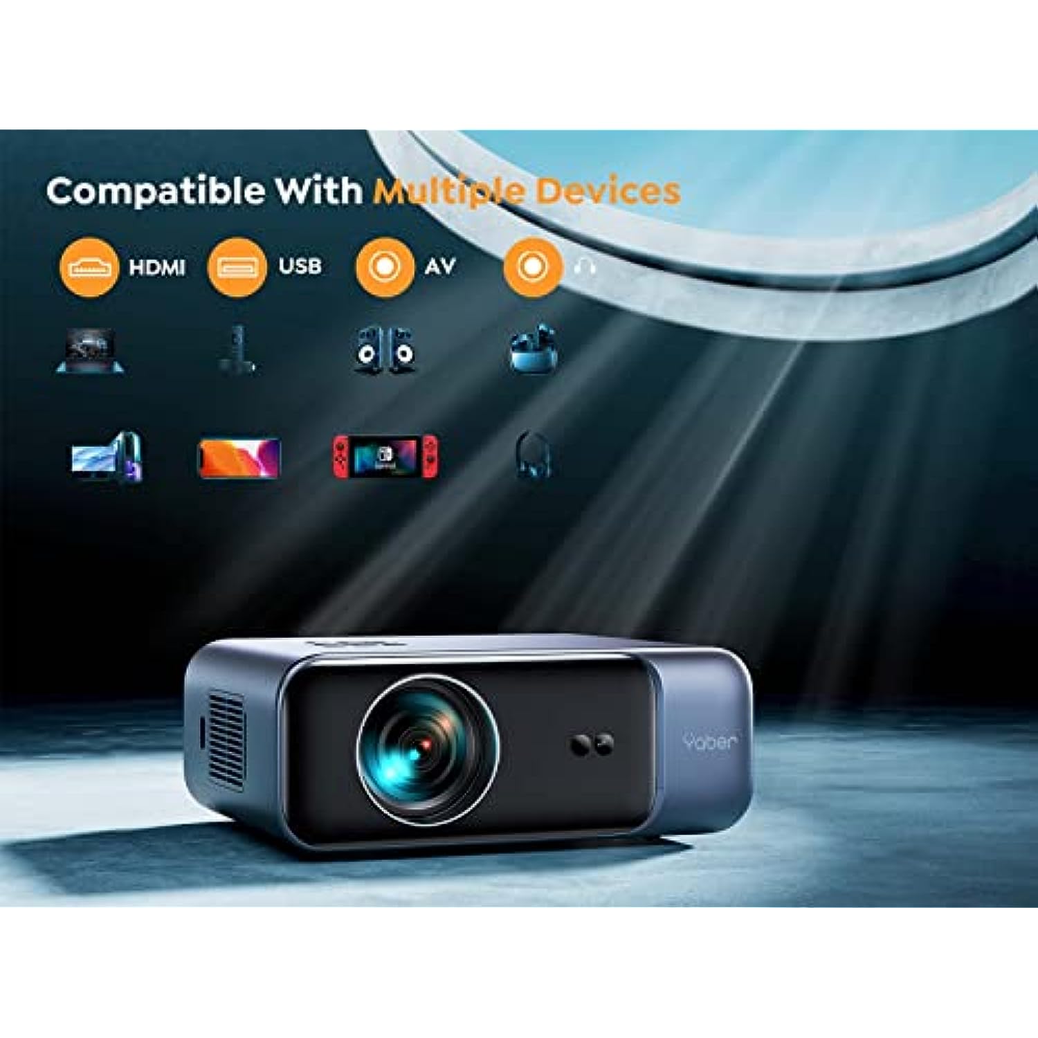 4K Projector with WiFi 6 and Bluetooth 5.2 for Phone/TV Stick/PC