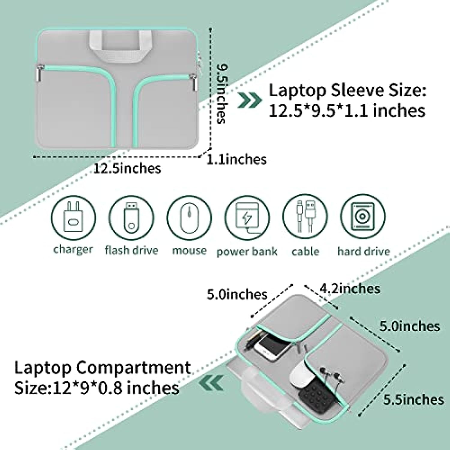 11.6-12.3 inch Neoprene Laptop Case Bag Handle Compatible with Acer Chromebook r11/HP Stream/Samsung/ASUS C202 L210 / Microsoft Surface Pro 7/3/4/5/6/Dell