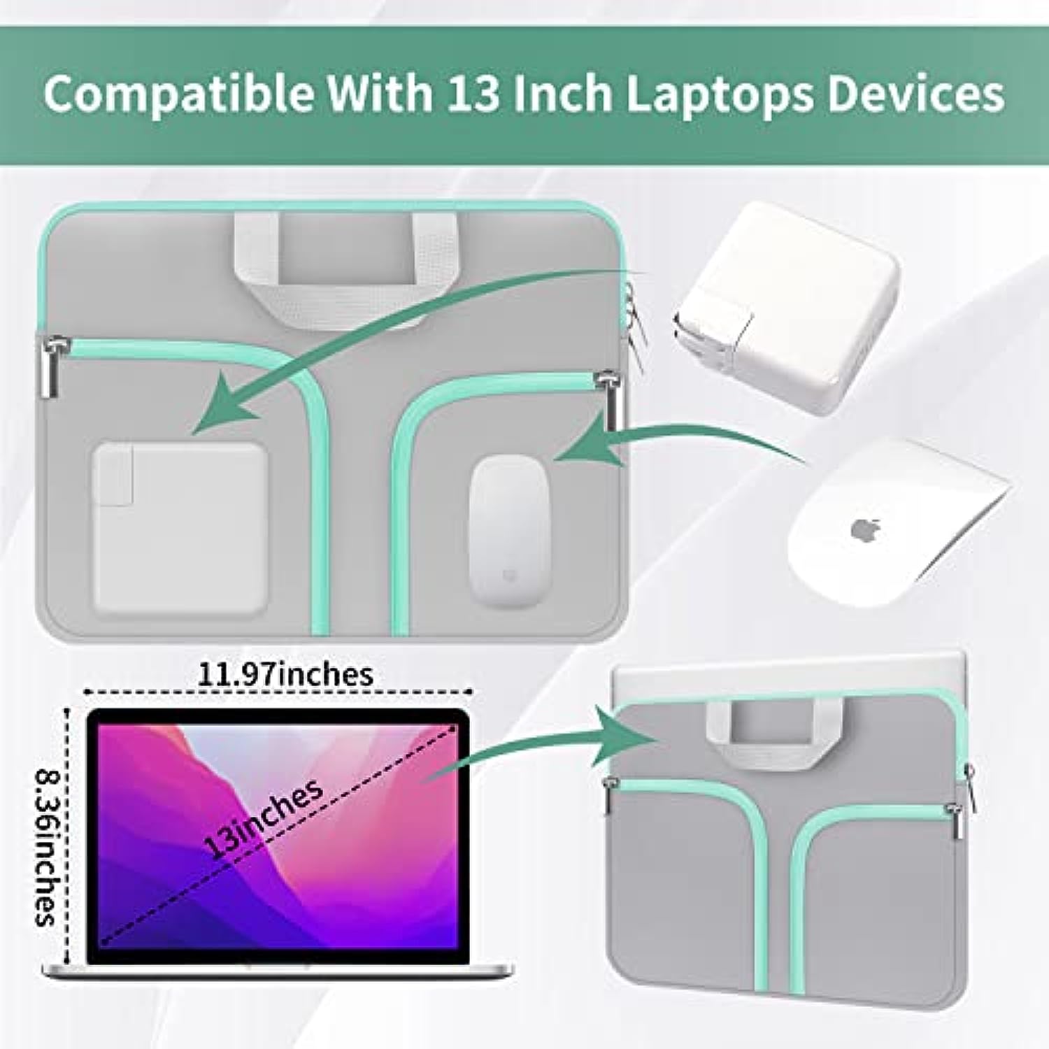 11.6-12.3 inch Neoprene Laptop Case Bag Handle Compatible with Acer Chromebook r11/HP Stream/Samsung/ASUS C202 L210 / Microsoft Surface Pro 7/3/4/5/6/Dell