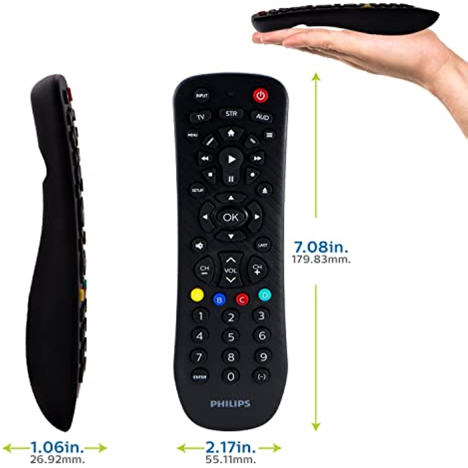 Universal Remote Control Replacement for Samsung, Vizio, LG, Sony, Sharp, Roku, Apple TV, RCA, Panasonic, Smart TVs Simple Setup, 6 Device, Black