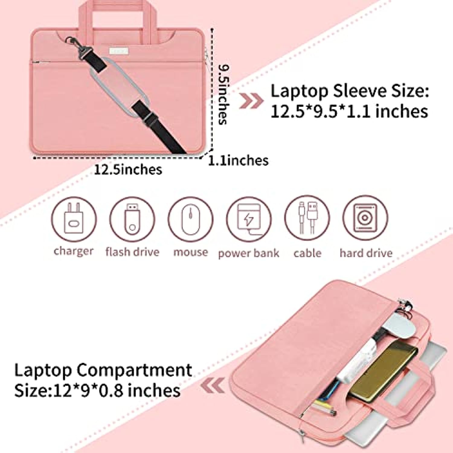 11.6-12.3 inch Neoprene Laptop Case Bag Handle Compatible with Acer Chromebook r11/HP Stream/Samsung/ASUS C202 L210 / Microsoft Surface Pro 7/3/4/5/6/Dell