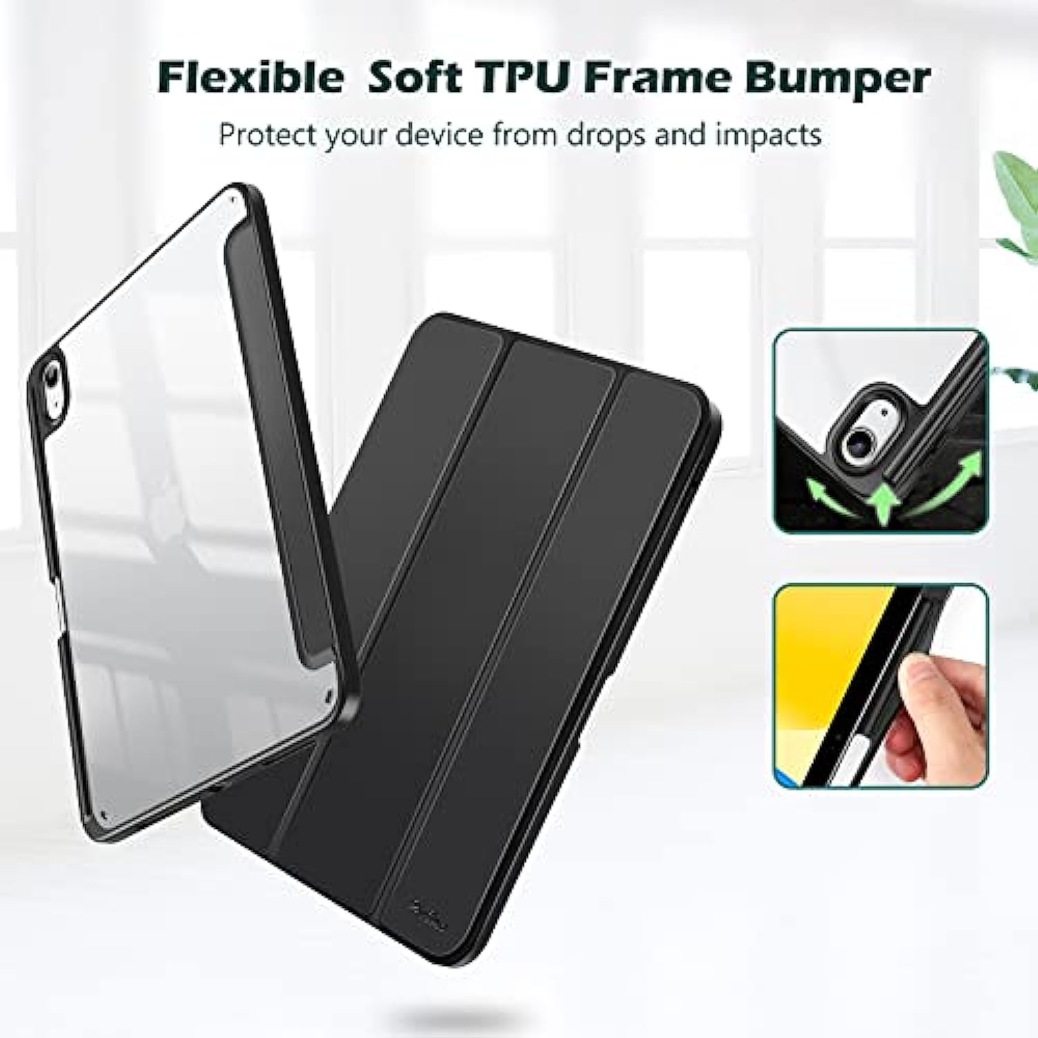 Clear Transparent Back Shell Trifold Protective Case Smart Cover for 2022 iPad 10th Gen A2696 A2757 A2777