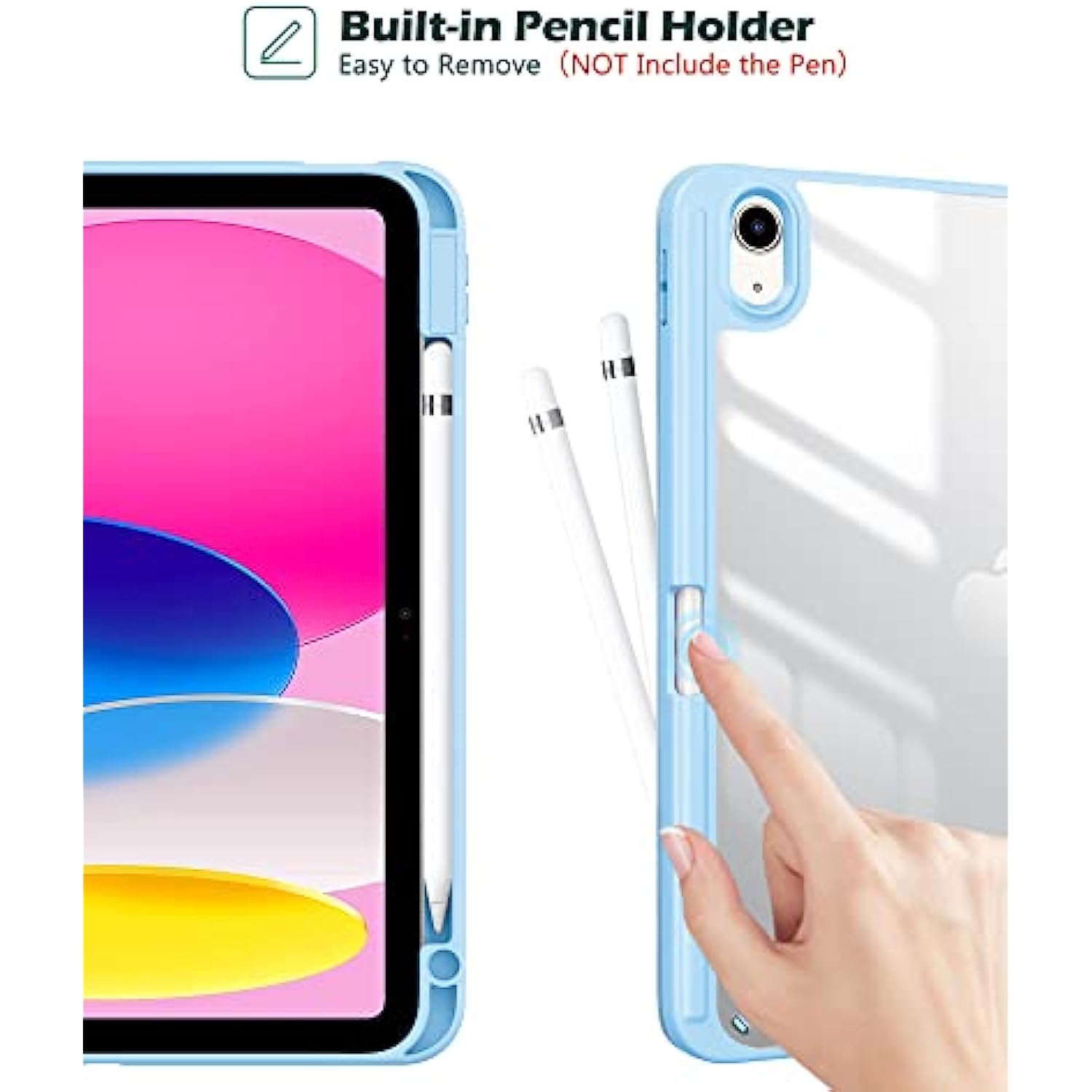 Clear Transparent Back Shell Trifold Protective Case Smart Cover for 2022 iPad 10th Gen A2696 A2757 A2777