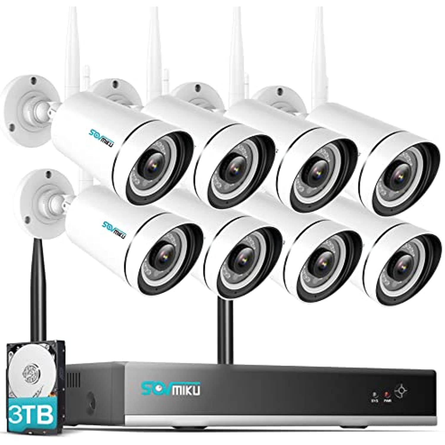 Wireless Security Camera System 8pcs Security Cameras - 3MP