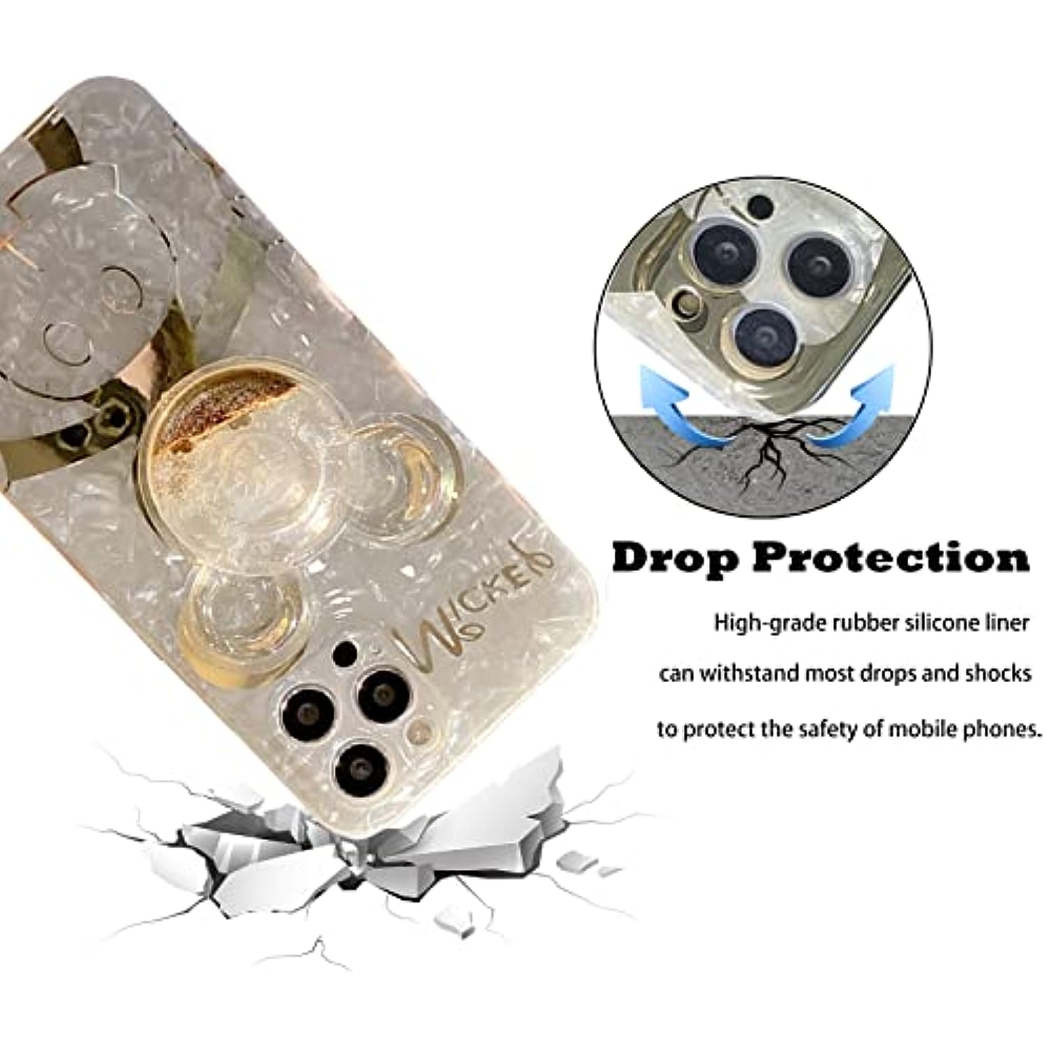 Cartoon Case for iPhone 14 Pro Max with HD Screen Protector Quicksand Cell Phone Pouch