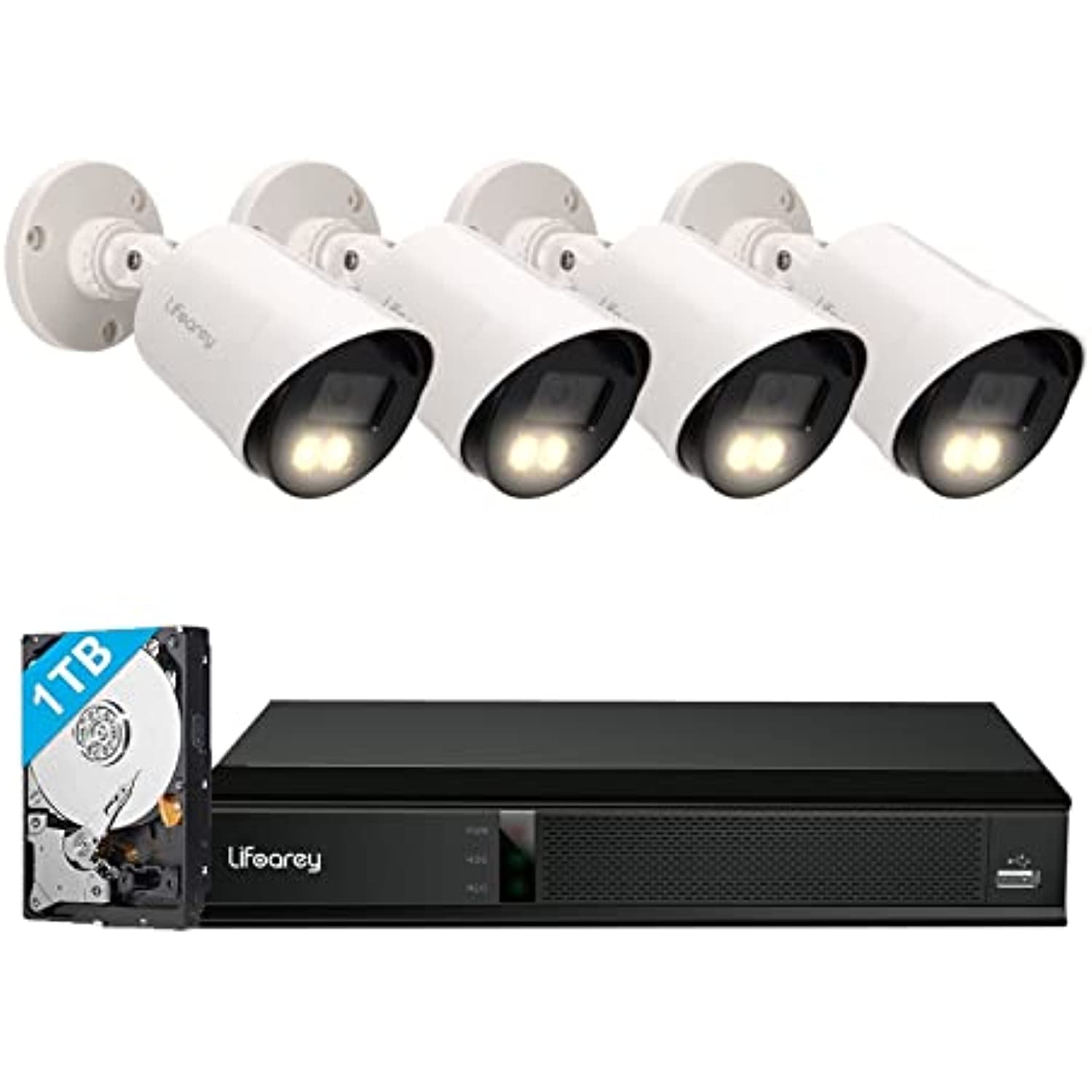 8CH DVR with 1TB HDD and 4pcs 1080P Outdoor Security Camera for Home Security Surveillance