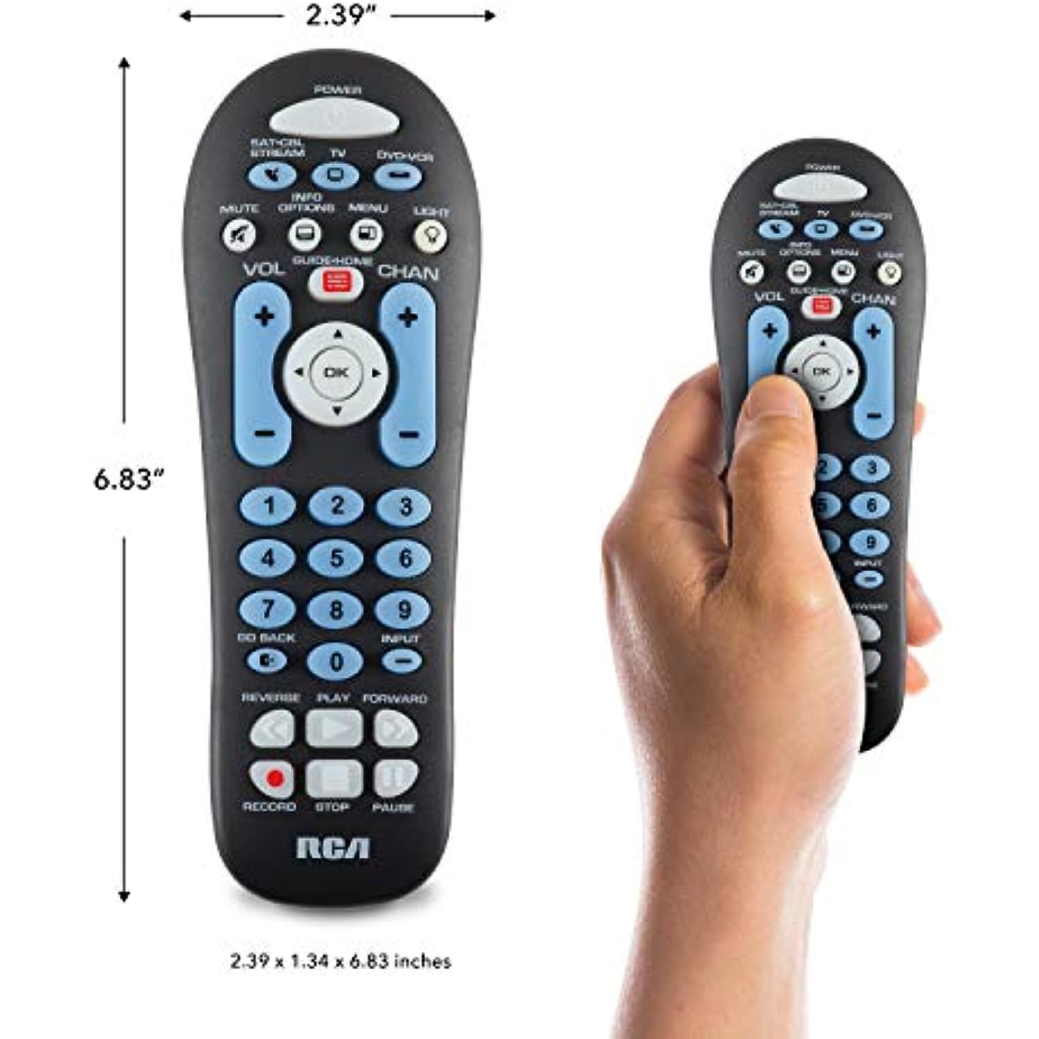 Big Button Three-Device Universal Remote, Black