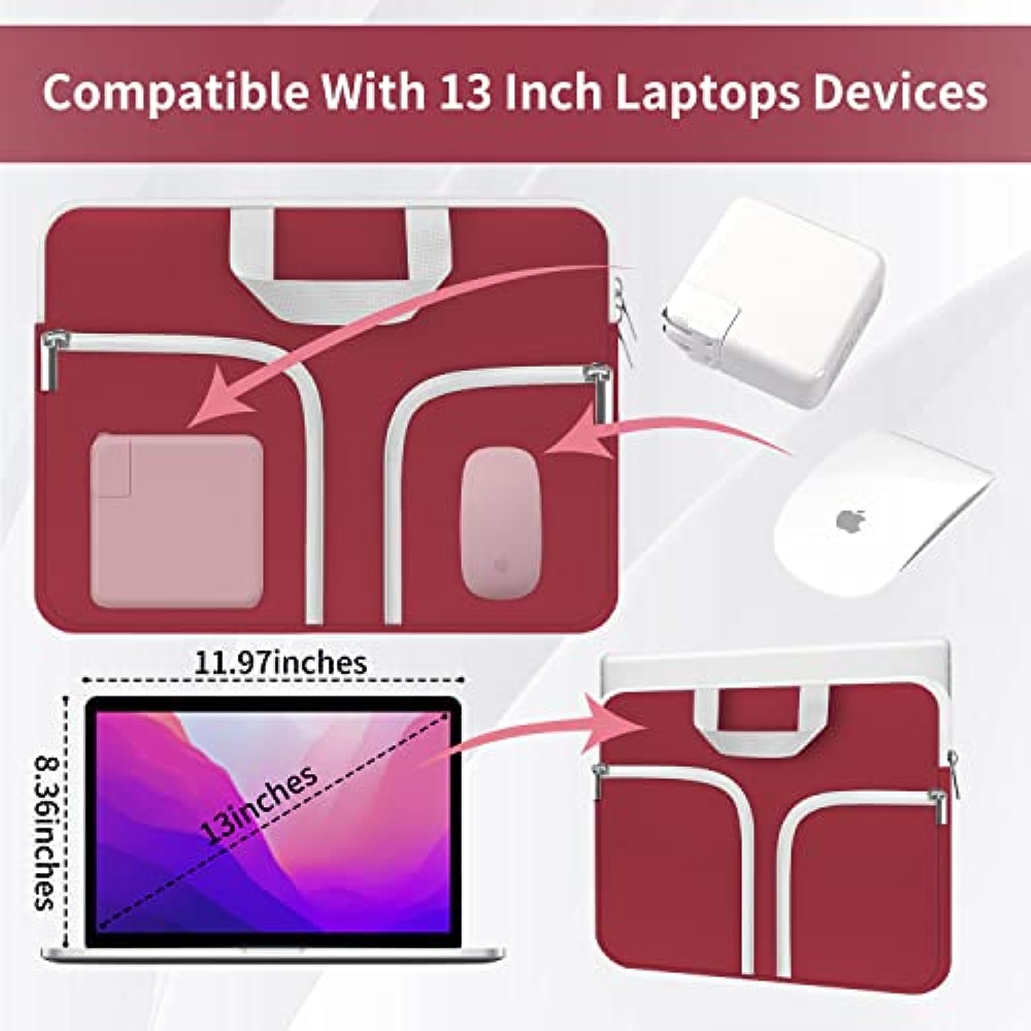 11.6-12.3 inch Neoprene Laptop Case Bag Handle Compatible with Acer Chromebook r11/HP Stream/Samsung/ASUS C202 L210 / Microsoft Surface Pro 7/3/4/5/6/Dell