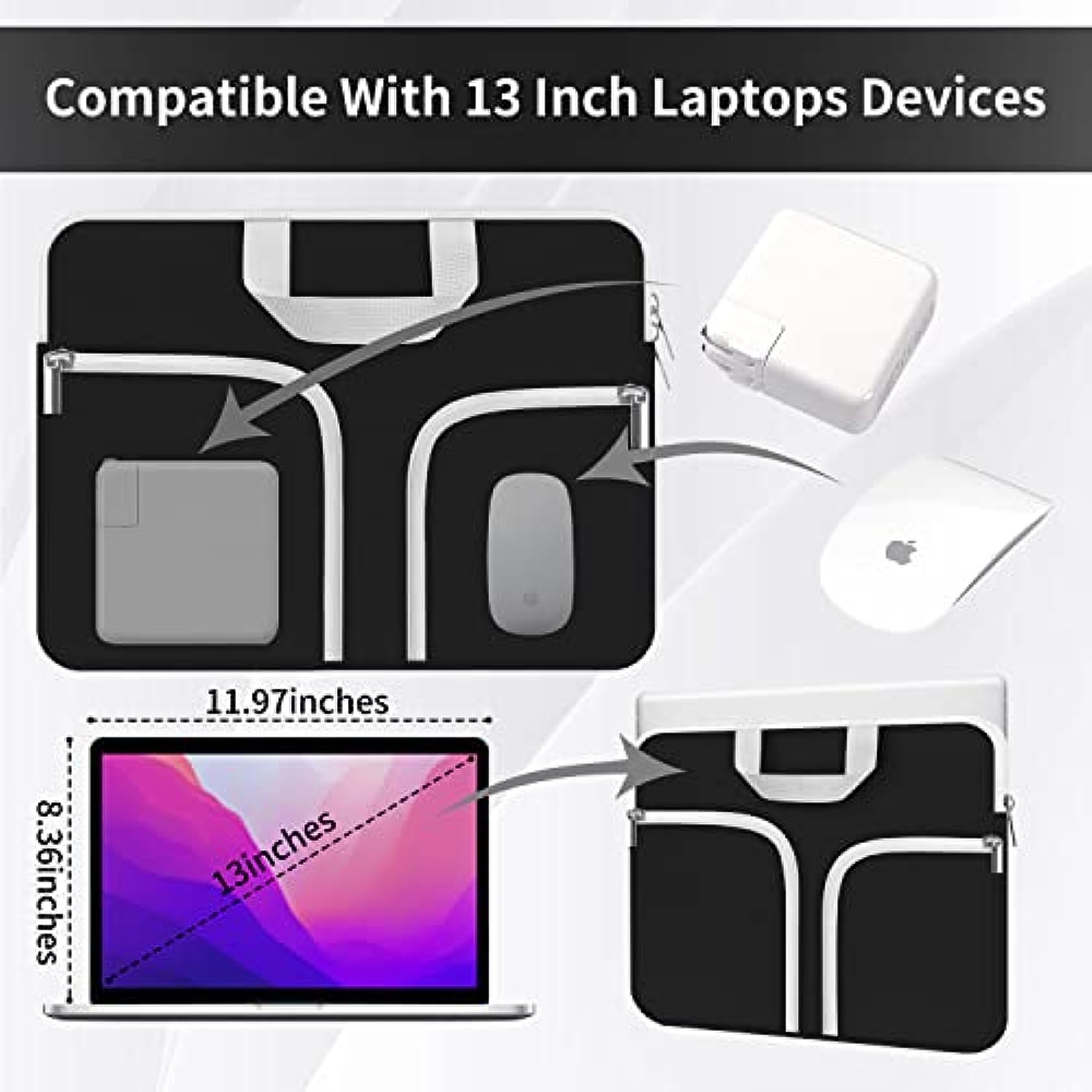 11.6-12.3 inch Neoprene Laptop Case Bag Handle Compatible with Acer Chromebook r11/HP Stream/Samsung/ASUS C202 L210 / Microsoft Surface Pro 7/3/4/5/6/Dell
