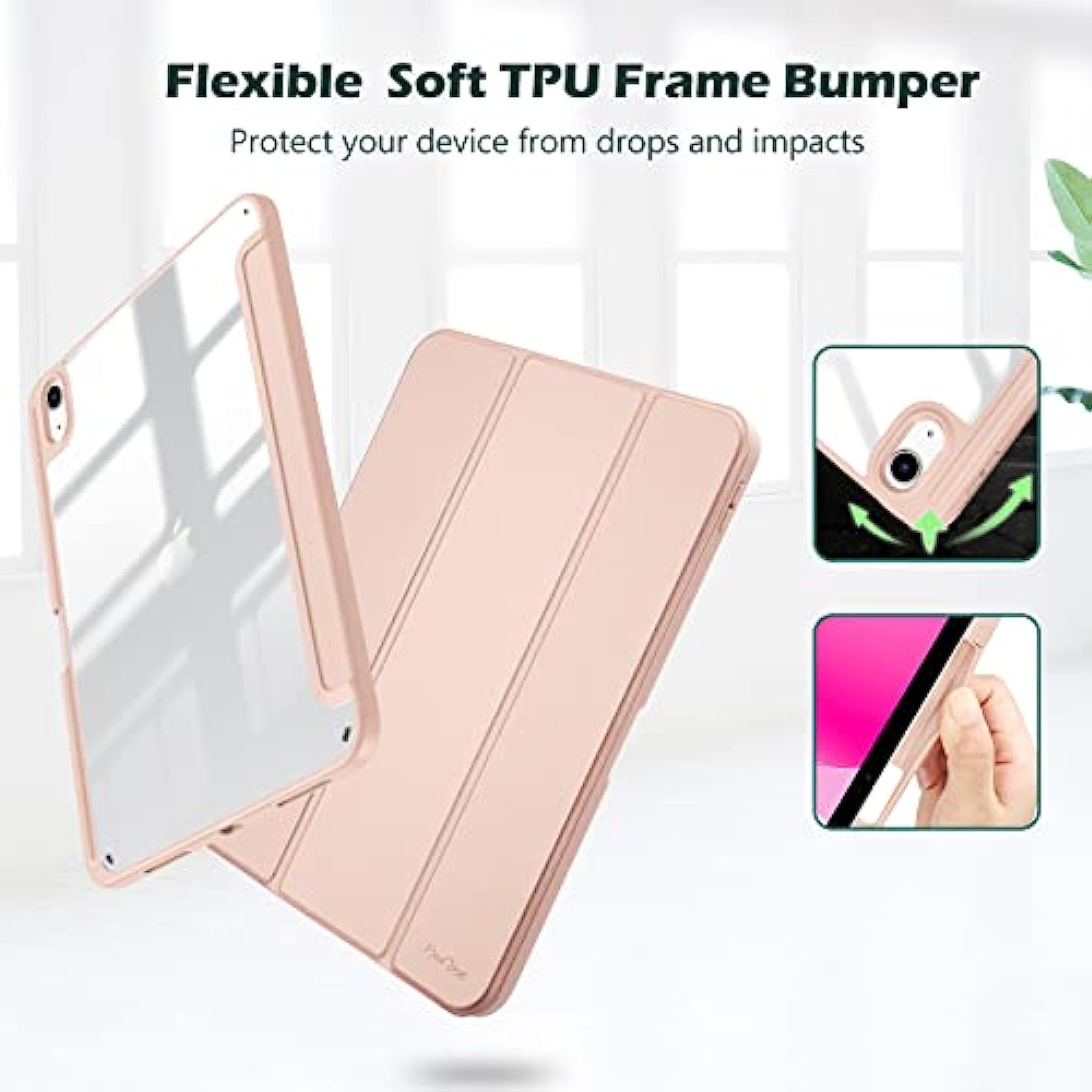 Clear Transparent Back Shell Trifold Protective Case Smart Cover for 2022 iPad 10th Gen A2696 A2757 A2777