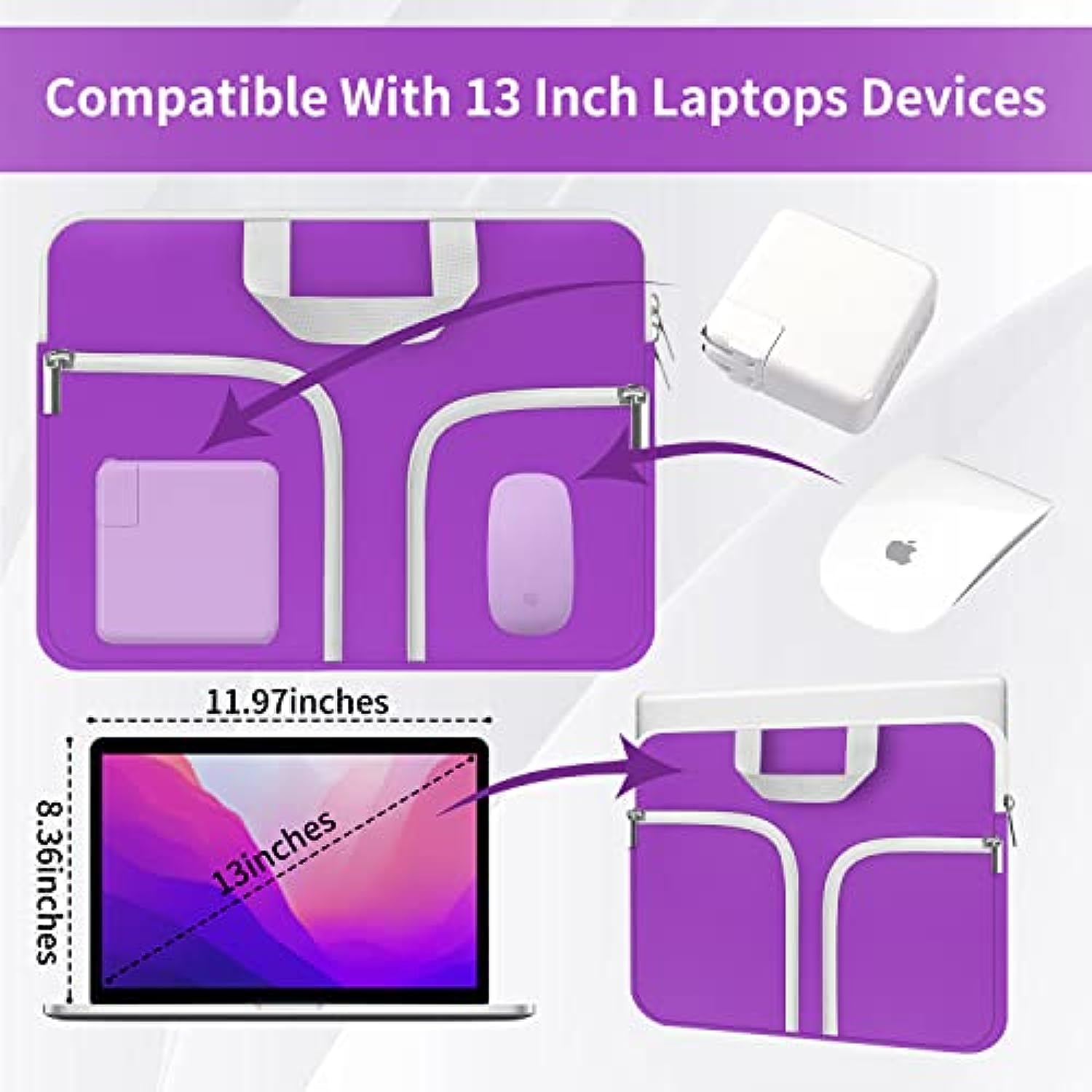 11.6-12.3 inch Neoprene Laptop Case Bag Handle Compatible with Acer Chromebook r11/HP Stream/Samsung/ASUS C202 L210 / Microsoft Surface Pro 7/3/4/5/6/Dell