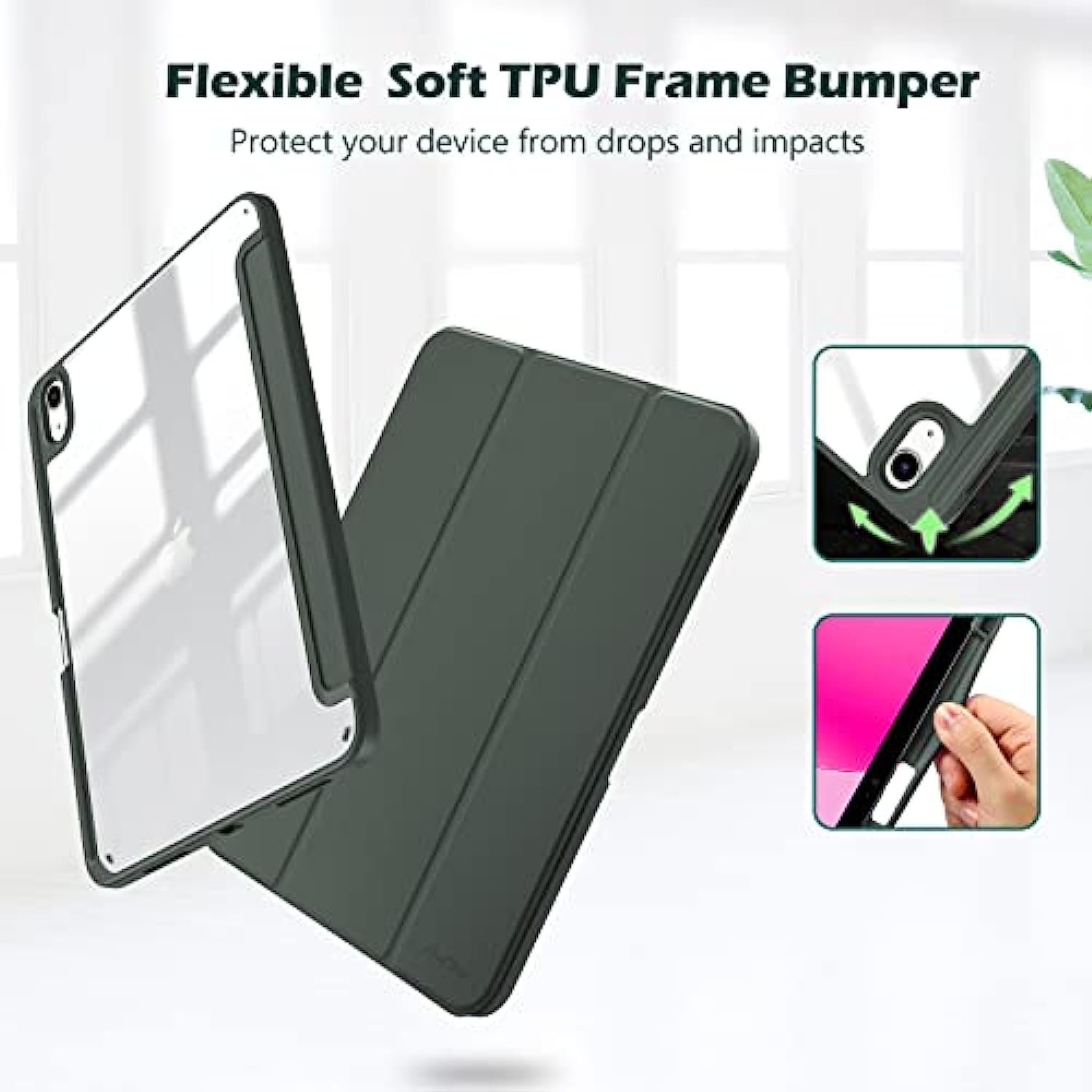 Clear Transparent Back Shell Trifold Protective Case Smart Cover for 2022 iPad 10th Gen A2696 A2757 A2777