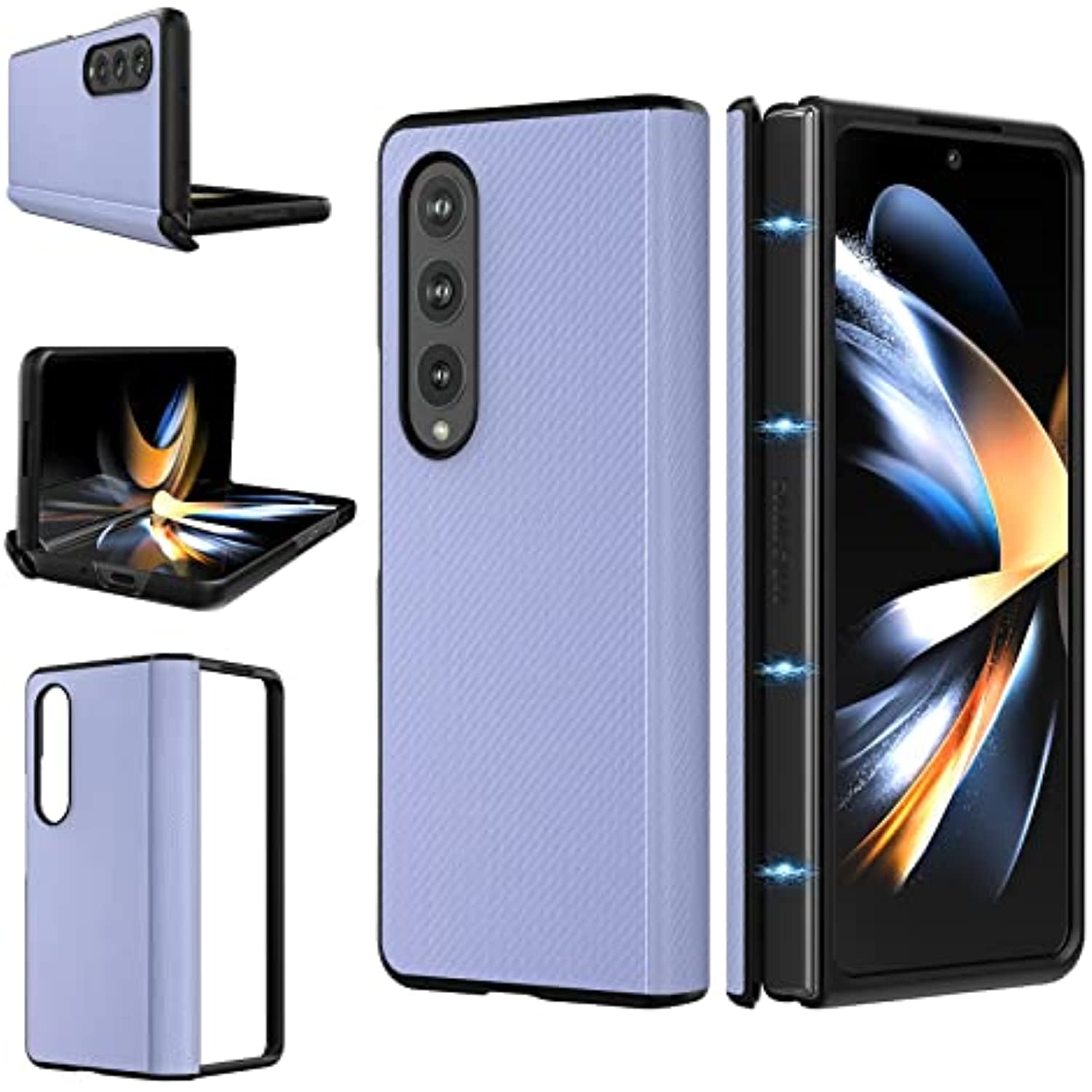 Magnetic Hinge Protection Slim Fit Hard PC + PU Protective Phone Case for Galaxy Z Fold 4